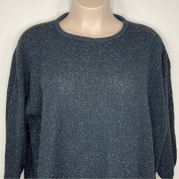 2x Vintage 🌈 Domani Black Rainbow Knit Sweater Long Sleeve Plus - Picture 2 of 8